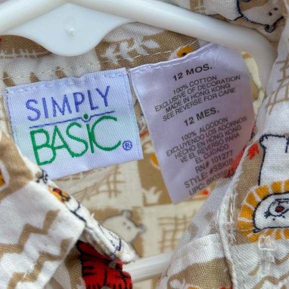 VINTAGE SIMPLY BASIC TIGER LION GIRAFFE GRAPHIC BOYS BUTTON DOWN SHIRT SIZE 12M - Picture 4 of 4